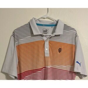 Puma Men's Large Golf Polo Shirt Multicolor Stripe Short Sleeve Performance Top